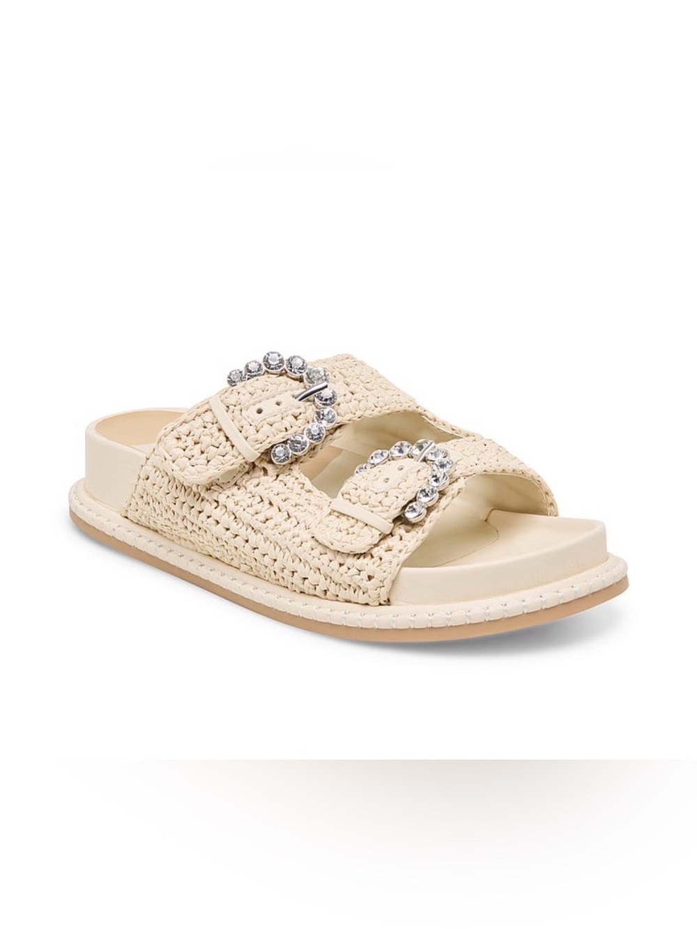 Dolce Vita Women's Cream Braided Slide Sandals with Crystal Buckles. BNIB!